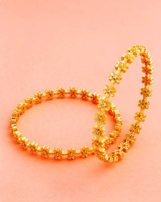 Zircons Adorned Brass Bangles