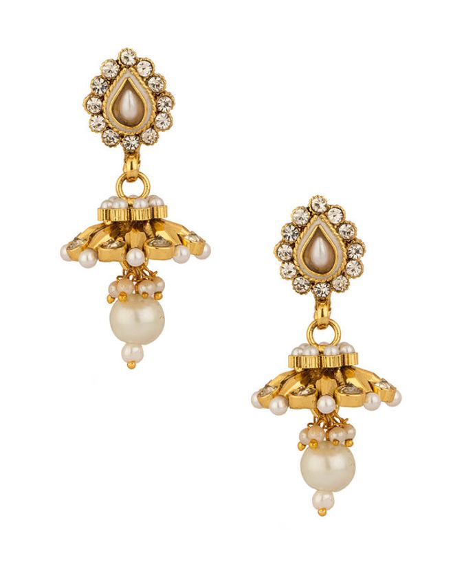 Pair Of Small Jhumki Earrings With Cz And Pearls Voylla Fashions Voylla earrings are inspired by religious, mythological and cultural elements of india while also staying in. voylla