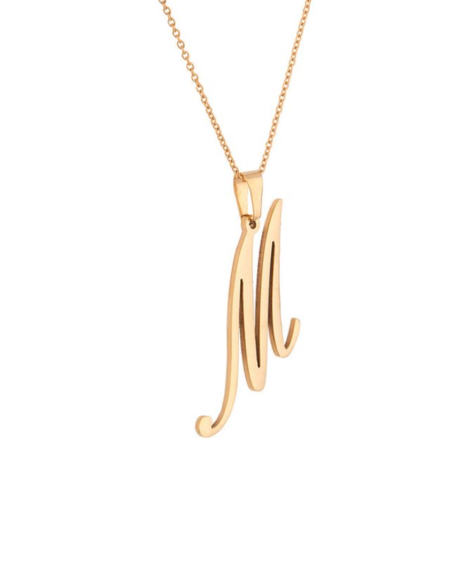 Stylish Gold Toned M Shape Alphabet Pendant Voylla Fashions