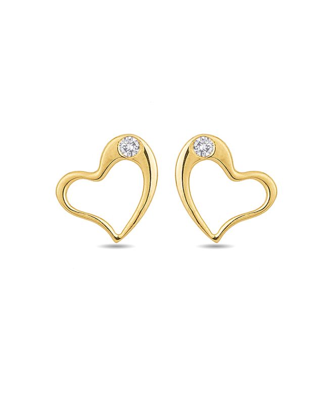 Hallmarked 18k Gold Heart Shaped Earrings Made With Swarovski Zirconia Voylla Fashions
