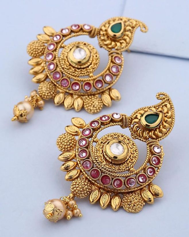 Paisley Designer Dangler Earrings Voylla Fashions Can you see auric magnetism literally shining through this gold texture set? voylla