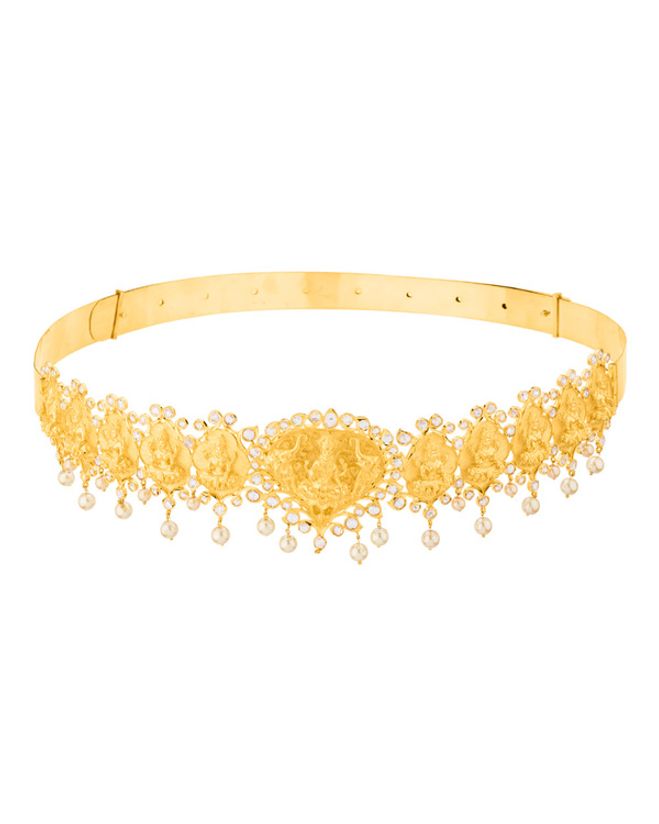 Gold Plated Goddess Lakshmi Kamarband Voylla Fashions New gold kamarbandh designs 2019 latest gold kardhni design gold kamarbandh and weight gold kardhan design hi friends ajj. gold plated goddess lakshmi kamarband