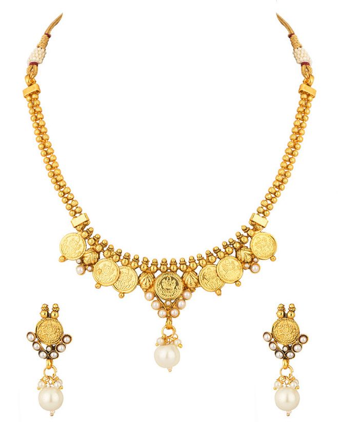 Temple Jewellery Necklace Set With Pearls Voylla Fashions Shop online for fashion necklace and necklace sets online at affordable price. voylla
