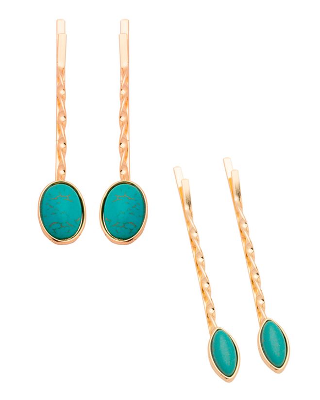 Combo Of Turquoise Stone Hair Pins Voylla Fashions