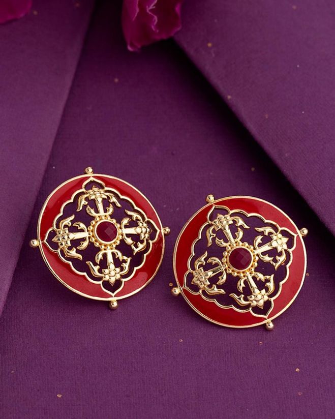 red enamel earrings