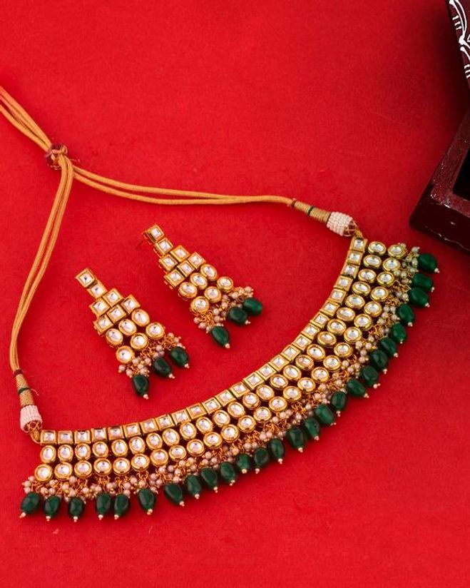 Classic Kundan Choker Necklace Set Voylla Fashions With a set of kundan jewellery to do the honours, you will definitely steal the show. voylla