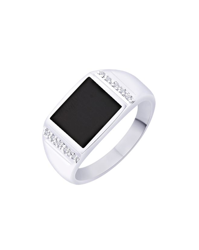 Silver Men S Statement Black Onyx Ring Voylla Fashions