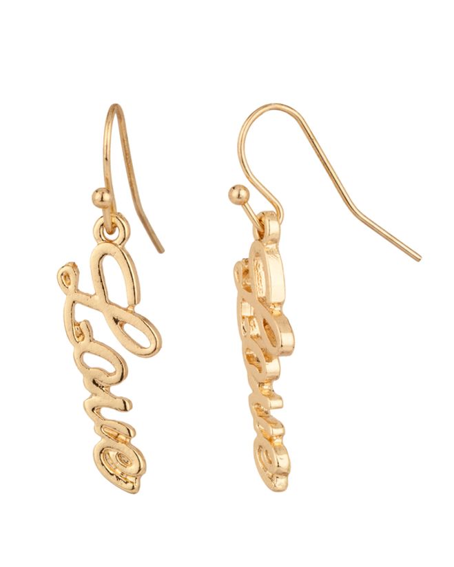 Gold Toned Earrings With Beautiful Love Design Voylla Fashions