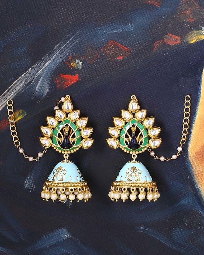 Manmayi Enameled Peacock Motif Earrings Voylla Fashions Image not available for color: voylla