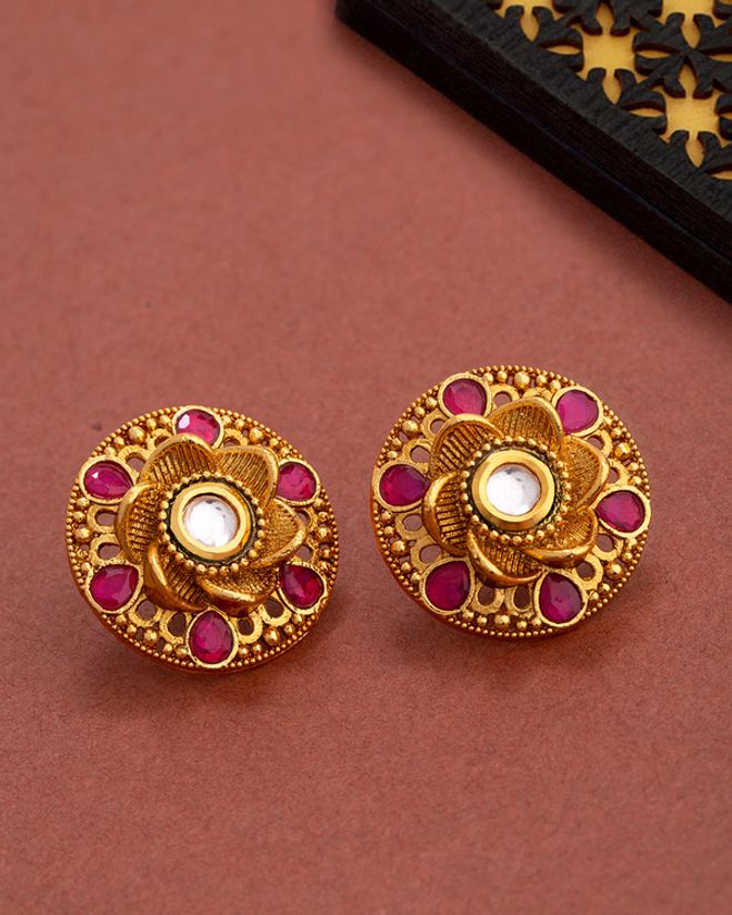 Faux Kundan Gems Stud Earrings Voylla Fashions Voylla earrings are inspired by religious, mythological and cultural elements of india while also staying in. voylla